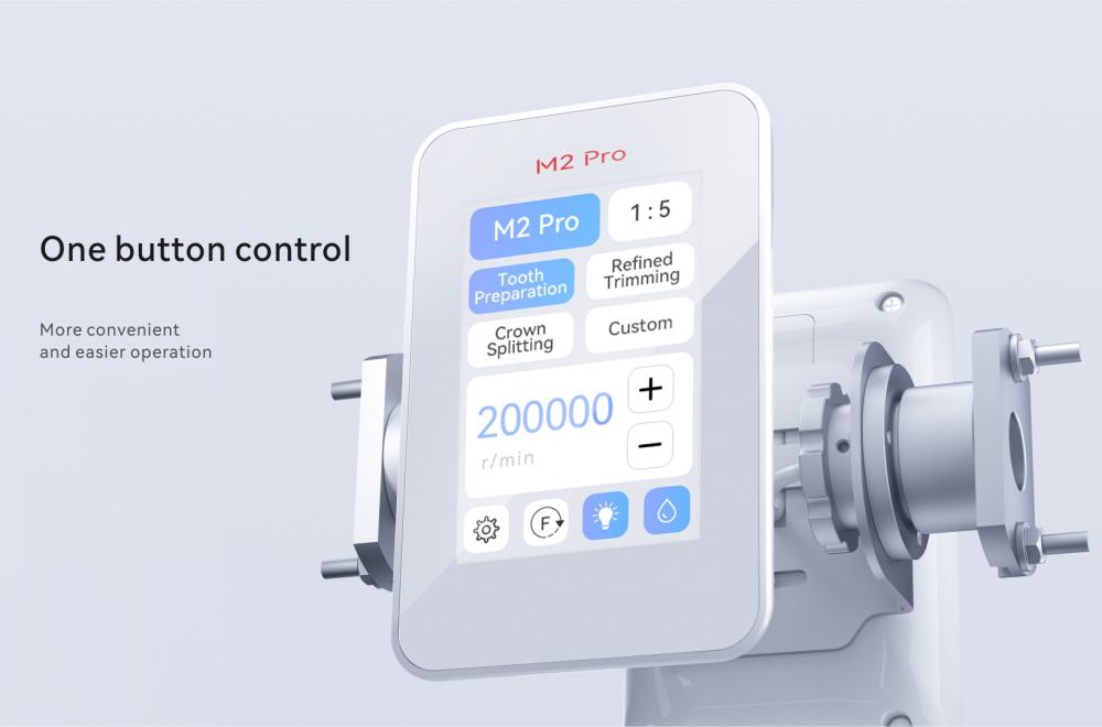 Электромотор M2-Pro (габаритные размеры 22х76,7 мм) поддерживает несколько рабочих режимов, доступных к выбору в меню на цветном ЖК-дисплее: