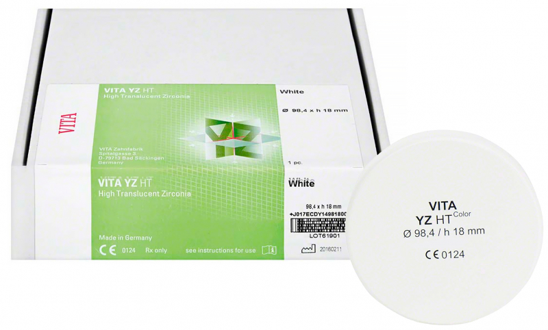 YZ HT White (VITA) Високотранслюцентний цирконій, white-HT, 98.4 мм, h-18 мм, ECDY14981800