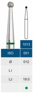 Бор алмазний Microdont 1013C (1.2 мм, сферичний, зелений)