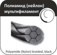 Полиамид мультифиламент плетеный Olimp Poliamid (нейлон) 1-90 см (черный, силиконовое покрытие)