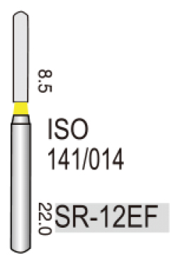 SR-12EF (Perfect) Алмазний бор, продовження фісурний із закругленим кінцем, ISO141/014, жовтий, 5 шт