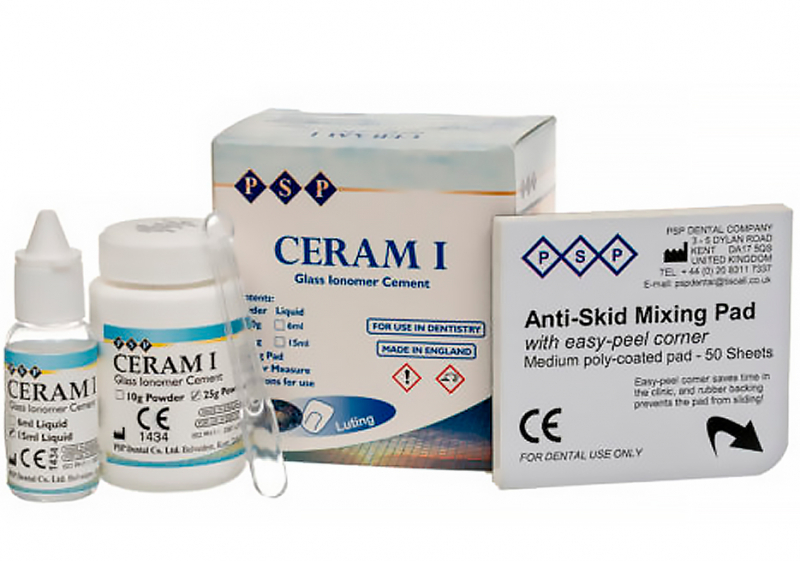 Ceram I (PSP Dental) Cтеклоіономерний фіксуючий цемент (25 г + 15 г + аксесуари)