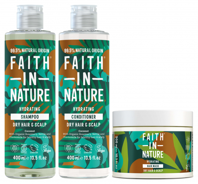 Набір для догляду за сухим волоссям з кокосом Faith in Nature