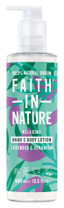 Натуральний лосьйон для рук та тіла з лавандою та геранню Faith In Nature, 400 мл
