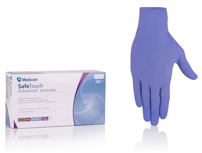 SafeTouch Advanced Lavender, 1182TG (Medicom) Рукавички оглядові нітрилові текстуровані без пудри н/с, 50 пар