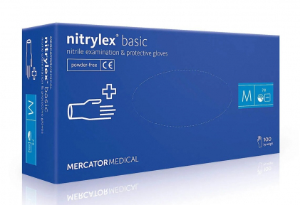 Рукавички нітрилові Mercator Medical Nitrylex Basic блакитні (50 пар)