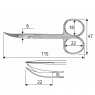 J-22-213 Iris (Surgicon) Ножиці, гострий/гострий, вигнуті горизонтально, 11.5 см