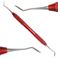 SD-2153-4A, Thomas (Surgicon) Гладилка двухсторонняя для фиссур с заостренными кончиками и красной ручкой, 170 мм