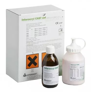 INTERACRYL CAST, розовая с прожилками (Interdent) Пластмасса, 350 г + 250 мл (ref.1515)