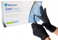 SafeTouch Advanced Black, 1187, 5 г (Medicom) Перчатки смотровые нитриловые текстурированные без пудры н/с, 50 пар