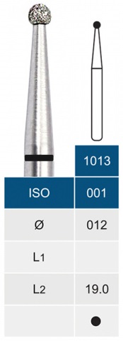 Бор алмазний Microdont 1013VC (1.2 мм, сферичний, чорний)