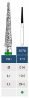 Бор алмазний Microdont 3070С (1.4 мм, усічений конус, зелений)