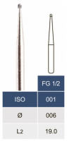 Бор карбідний Microdont FG 1/2 (сферичний, 0.6 мм)