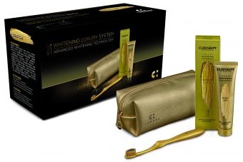 Gold Luxury Whitening, Набір (Curasept) Паста + щітка + косметичка
