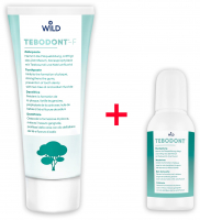 TEBODONT-F Melaleuca Alternifolia Набір, Зубна паста з фторидом олією чайного дерева (75 мл) та фторидом + Ополіскувач без фториду, 50 мл