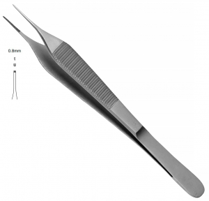 Пінцет Micro-Adson L для м'яких тканин, з гачком, прямий (YDM)