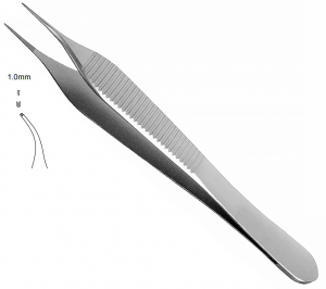 Пинцет Micro-Adson для мягких тканей, с крючком, изогнутый (YDM)