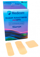 Набор пластырей Medicom Ассорти, на полимерной основе (15 шт)