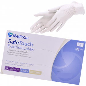 SafeTouch E-Series, 1126 (Medicom) Перчатки смотровые, латексные опудренные, нестерильные, 50 пар