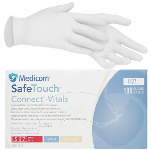 SafeTouch Connect Vitals, 1127, розмір - S (Medicom) Рукавички оглядові, опудрені латексні, нестерильні, 50 пар