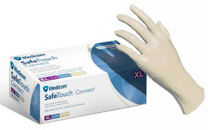 SafeTouch Connect, 1124, размер - M, 6,4 г (Medicom) Перчатки смотровые, латексные опудренные, нестерильные, 50 пар