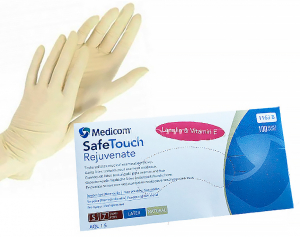 SafeTouch Rejuvenate + ланолин + витамин Е, 1163 (Medicom) Перчатки смотровые, латексные опудренные, нестерильные, 50 пар