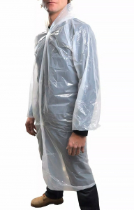 Одноразовий поліетиленовий халат із капюшоном Medicom загального призначення (білий, 160x170 см)