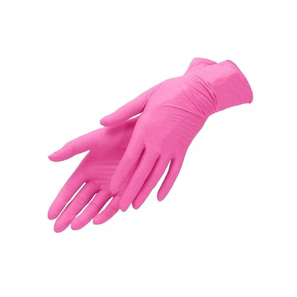 Перчатки нитриловые розовые 100 шт