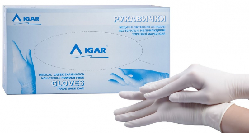 Перчатки латексные IGAR (смотровые, нестерильные, неприпудреные)