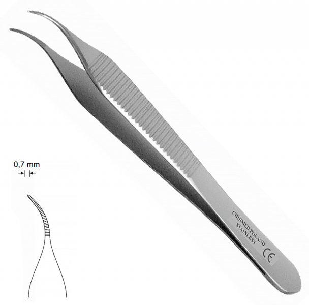 MK 39 Mikro-Adson (Chirmed) Пинцет анатомический изогнутый, с насечкой, 120 мм