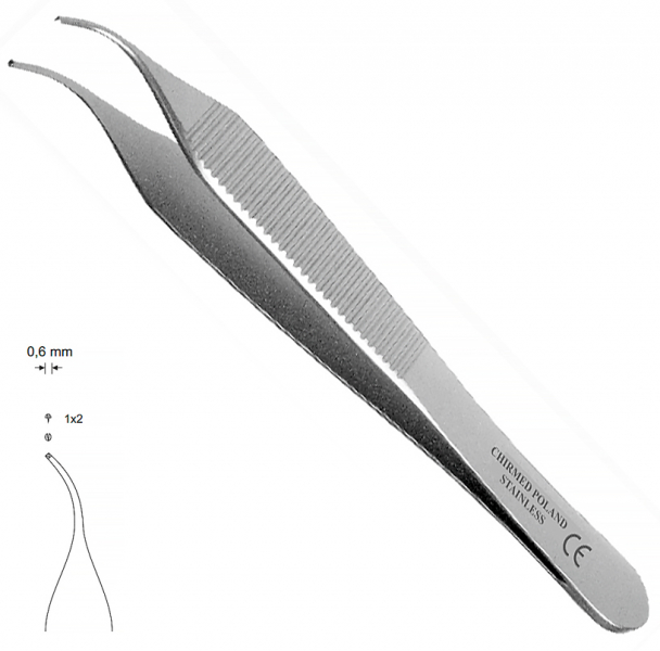 MK 40 Mikro-Adson (Chirmed) Пинцет изогнутый, гладкий, 120 мм