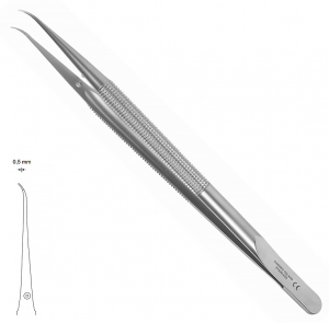 MK 63 (Chirmed) Пинцет микрохирургический, изогнутый, гладкий, 180 мм/0.5 мм