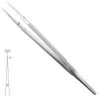 MK 64 (Chirmed) Пинцет микро хирургический, прямой, гладкий, 200 мм/0.6 мм