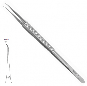 MK 305 (Chirmed) Пинцет микрохирургический изогнутый, с насечкой, 180 мм/0.5 мм