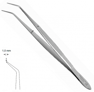ST 17/B (Chirmed) Пинцет изогнутый, гладкий с колечком, 160 мм