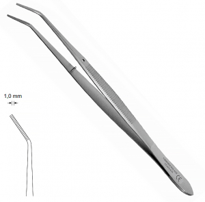 ST 77 (Chirmed) Пинцет изогнутый, с насечкой, 160 мм