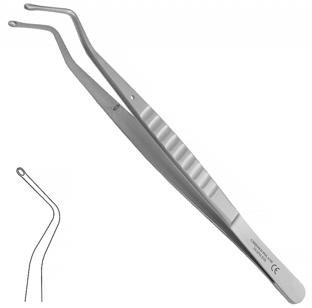 ST 116 (Chirmed) Пінцет вигнутий, гладкий 3.1х4.8 мм, 160 мм