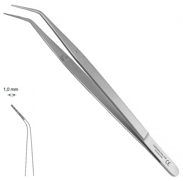 ST 229 College (Chirmed) Пинцет изогнутый, с насечкой, 160 мм