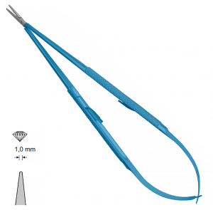 MK 77/T, TITANIUM (Chirmed) Микрохирургический держатель игл (185 мм, с замком, прямой кончик 1,0 мм)
