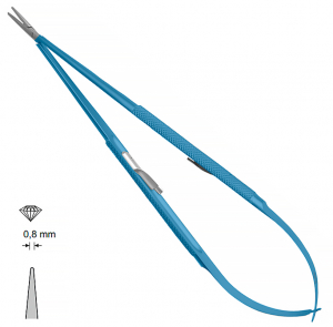 MK 77/1/T/SR, TITANIUM (Chirmed) Микрохирургический держатель игл (185 мм, с замком, прямой кончик 0,8 мм)