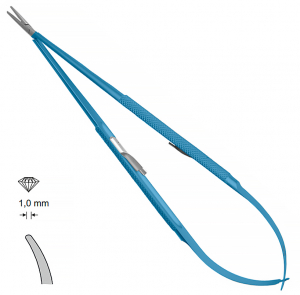 MK 79/T/SR, TITANIUM (Chirmed) Микрохирургический держатель игл (185 мм, с замком, изогнутый кончик 1,0 мм)