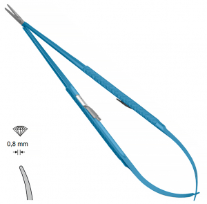 MK 79/1/T/SR, TITANIUM (Chirmed) Микрохирургический держатель игл (185 мм, с замком, изогнутый кончик 0,8 мм)