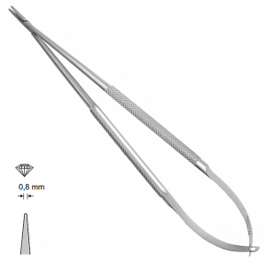 MK 82/1 (Chirmed) Микрохирургический держатель игл (210 мм, прямой кончик 0,8 мм)