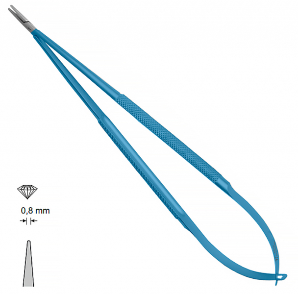 MK 82/1/T, TITANIUM (Chirmed) Микрохирургический держатель игл (210 мм, прямой кончик 0,8 мм)