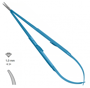 MK 83/T, TITANIUM (Chirmed) Мікрохірургічний тримач голок (210 мм, із замком, вигнутий кінчик 1,0 мм)