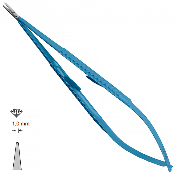 MK 244/T, TITANIUM (Chirmed) Микрохирургический держатель игл (210 мм, с замком, прямой кончик 1,0 мм)