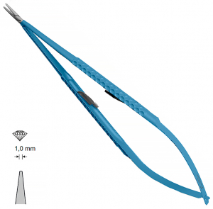 MK 244/T/SR, TITANIUM (Chirmed) Микрохирургический держатель игл (210 мм, с замком, прямой кончик 1,0 мм)