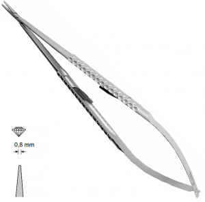 MK 244/1 (Chirmed) Мікрохірургічний тримач голок (210 мм, із замком, прямий кінчик 0,8 мм)
