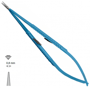 MK 244/1/T/SR, TITANIUM (Chirmed) Микрохирургический держатель игл (210 мм, с замком, прямой кончик 0,8 мм)