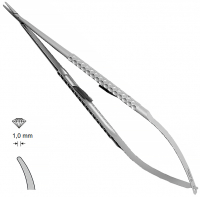 MK 246 (Chirmed) Мікрохірургічний тримач голок (210 мм, із замком, вигнутий кінчик 1,0 мм)